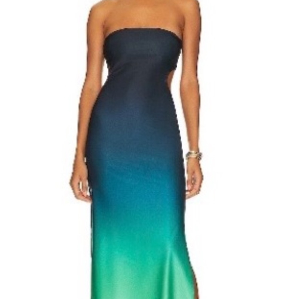 Baobab Collection Strapless Gradient Maxi Dress in Navy to Teal